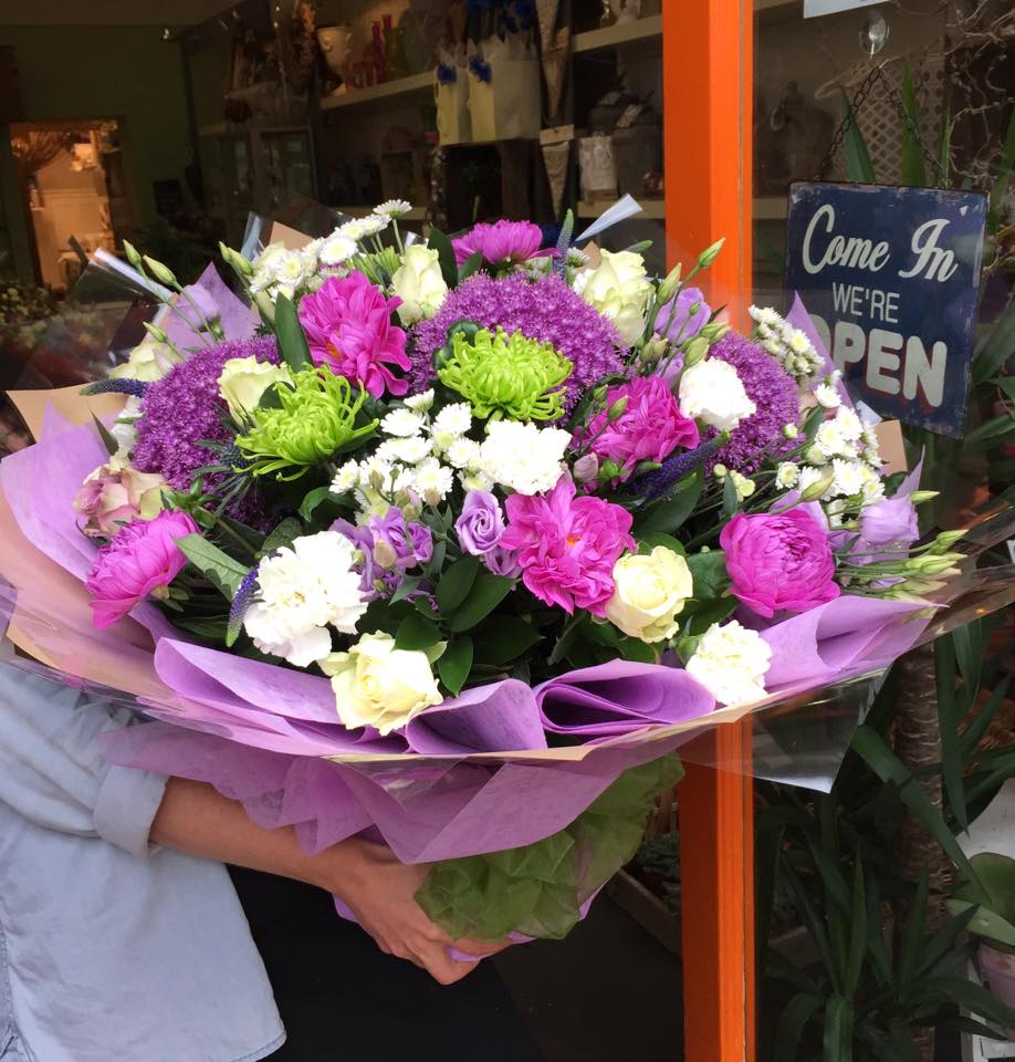 Luxury purple and White Aqua Pack Bouquet Fiona Penny at Sunflowers