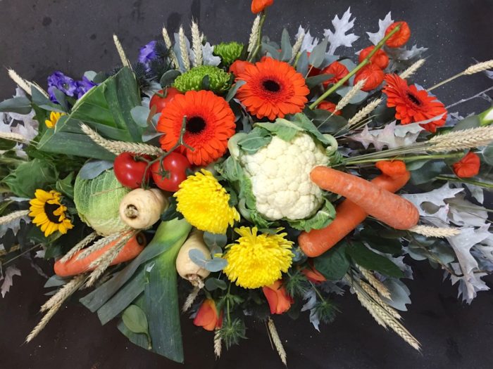 vegetable spray Fiona Penny at Sunflowers Florist Weymouth